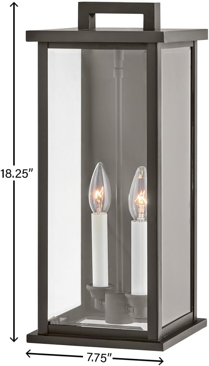 Hinkley Weymouth 20014OZ Medium Outdoor Wall Mount Lantern, Traditional Federal Style, Aluminum Cast Frame, Oil Rubbed Bronze