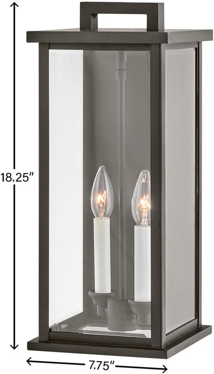 Hinkley Weymouth 20014OZ Medium Outdoor Wall Mount Lantern, Traditional Federal Style, Aluminum Cast Frame, Oil Rubbed Bronze