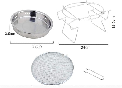 Portable Charcoal Grill for Camping BBQ Grills Outdoor Barbecue Grill Stainless Steel Round Folding BBQ Grill Oven Indoor Outdoor Barbecue Rack Japanese Camping Stove,A-1