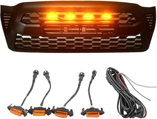 LED Amber Grille Light for TACOMA TRD 2016 2017 2018, Center Grill Running Light, 4PCS Bulbs with Waterproof Connector Cables Kit and Fuse
