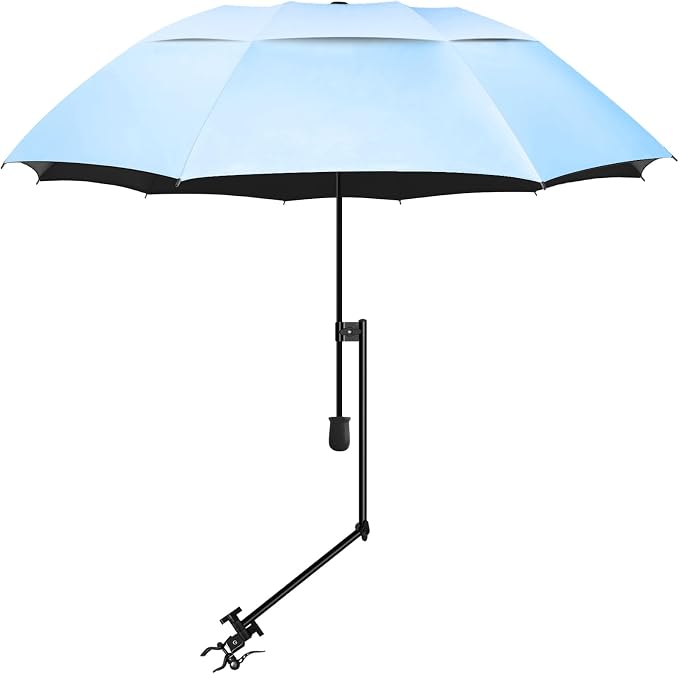 XLINGZA UPF 50+ Beach Umbrella with Adjustable Universal Clamp