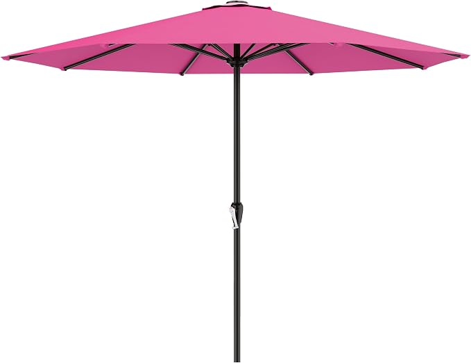 AreShark 12 FT Patio Umbrella for Outdoor, Outdoor Table Umbrella with Crank, Outdoor Patio Umbrellas with 8 Sturdy Ribs, Patio Umbrellas for Market, Garden, Pool (Rose Pink)