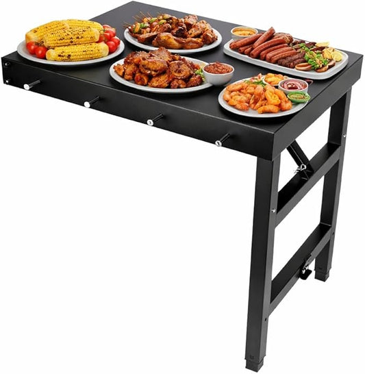 QuliMetal Foldable Side Shelf for Traeger Woodridge, Woodridge Pro and Woodridge Elite, 23.62" Grill Side Table, BBQ Prep Shelf Accessory, Quality Steel Side Shelf