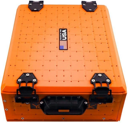 YakAttack ShortStak Solo Storage Box - Size & Color Options | Standalone Low-Profile Crate with Lid, Hinges & Latches | GridLoc Mounting Panels | Slider Feet for Under-Seat Use | Made in USA