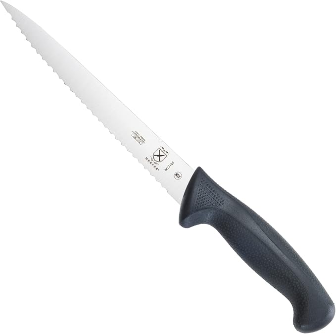 Mercer Culinary M23408 Millennia Black Handle, 8-Inch Wavy Edge, Utility Knife