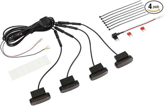 18LED Amber Front Grille Light with Wiring Harness, Universal Clip-On, 4Pcs | Plastic Shell, Truck Grill Lights, For Trucks SUV and Pickups