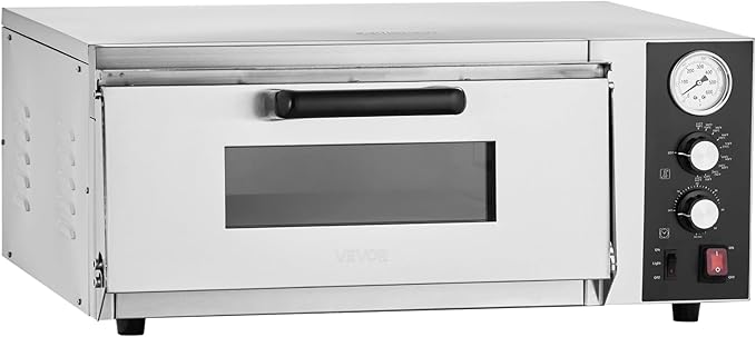 VEVOR Electric Pizza Oven, 18-Inch Commercial Pizza Ovens, 752°F Max Temp, 1740W Large Pizza Oven Countertop with Temp & Time Control, Built in Thermometer Indoor Pizza Maker for Restaurant Home Use