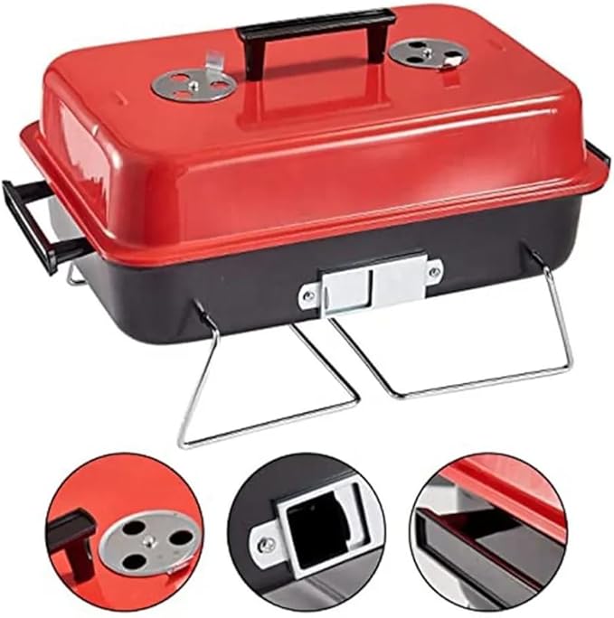 Portable Charcoal Grill, Upgraded Tabletop Outdoor Barbecue Grill Smoker with Lid, Durability That Lasts, Tempreture Control at Will, for Outdoor Cooking Backyard Camping Picnics Beach