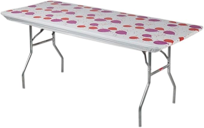 6' Rectangle Plastic Table Covers 30" x 72", Bundle of 5 (Celebration)