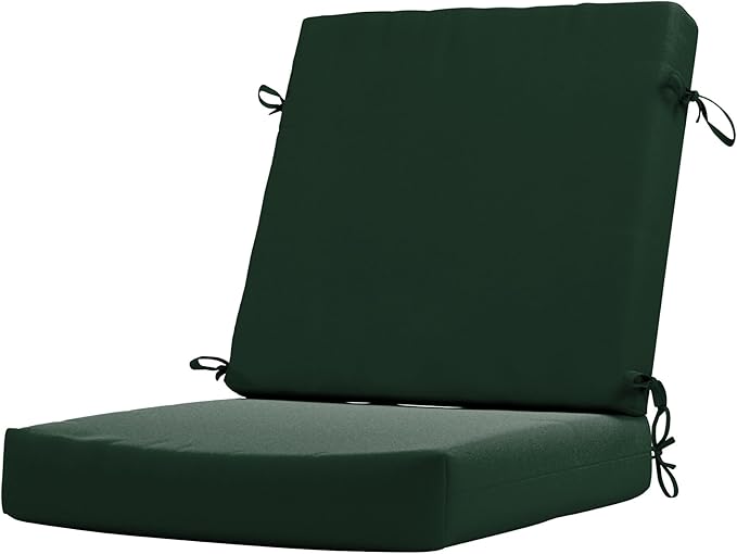 California Umbrella Outdoor Dining Chair, Patio Seat Cushion, 20 x 40 Inch, Premium Outdoor Memory Foam, Fade Resistant Sunbrella Fabric, Fabric Ties,Forest Green