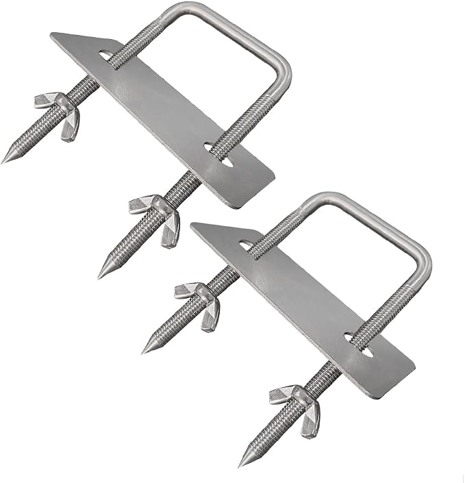 Rotisserie Fork Rectangular U-Bolt 304 Stainless Steel 2pcs for Rotisserie Grill, 5 Inches Long Meat Trussing Accessories, 3 Inch Wide Spit Rod Capacity Rotisserie Parts for Whole BBQ Pig, Hog