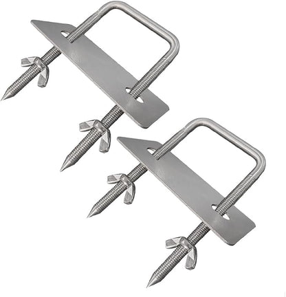 Rotisserie Fork Rectangular U-Bolt 304 Stainless Steel 2pcs for Rotisserie Grill, 5 Inches Long Meat Trussing Accessories, 3 Inch Wide Spit Rod Capacity Rotisserie Parts for Whole BBQ Pig, Hog
