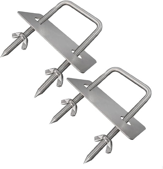 Rotisserie Fork Rectangular U-Bolt 304 Stainless Steel 2pcs for Rotisserie Grill, 5 Inches Long Meat Trussing Accessories, 3 Inch Wide Spit Rod Capacity Rotisserie Parts for Whole BBQ Pig, Hog