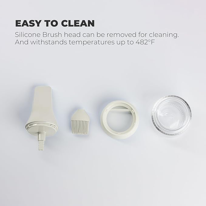 Zuutii Oil Dispenser with Silicone Brush for Cooking,Glass Oil Bottle with Heat Resistant Basting Brushes for Baking, Food Brush for Grilling, Butter, BBQ Sauce，Dishwasher Safe,4.4oz,Light Cream