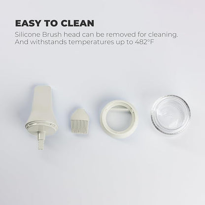 Zuutii Oil Dispenser with Silicone Brush for Cooking,Glass Oil Bottle with Heat Resistant Basting Brushes for Baking, Food Brush for Grilling, Butter, BBQ Sauce，Dishwasher Safe,4.4oz,Light Cream