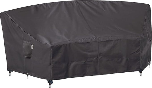 Curved Patio Furniture Cover for Outdoor Sectional Sofa, 96"(65") Reinforced Waterproof 600D Patio Couch Covers, Half Moon Lawn Outside Garden Furniture Winter Protective Cover