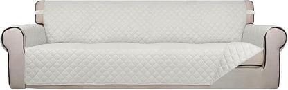 PureFit Reversible Quilted Couch Covers for Dogs Sofa Cover 4 Seater 88" | Ivory/Ivory, Water Resistant Couch Protector, Washable Pet Couch Cover with Non Slip and Elastic Straps For Kids