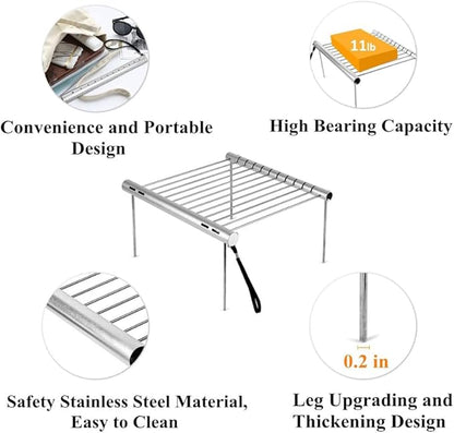 Stainless Steel Barbecue Grill, Collapsible Retractable Bbq Tool, Charcoal Grill for Outdoor Courtyard Picnic Camping