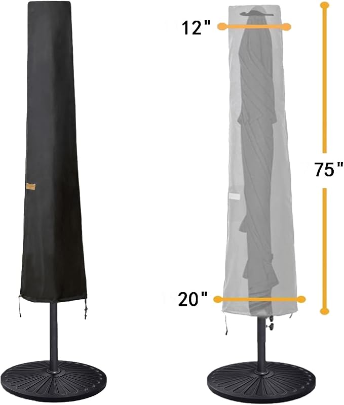 Patio Umbrella Covers for 10ft to 11ft Patio Umbrellas, Waterproof and Durable Market Parasol Ourdoor Umbrella Covers with Zipper and Rod