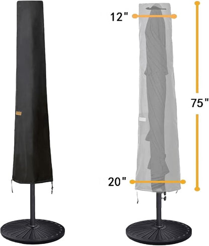Patio Umbrella Covers for 10ft to 11ft Patio Umbrellas, Waterproof and Durable Market Parasol Ourdoor Umbrella Covers with Zipper and Rod
