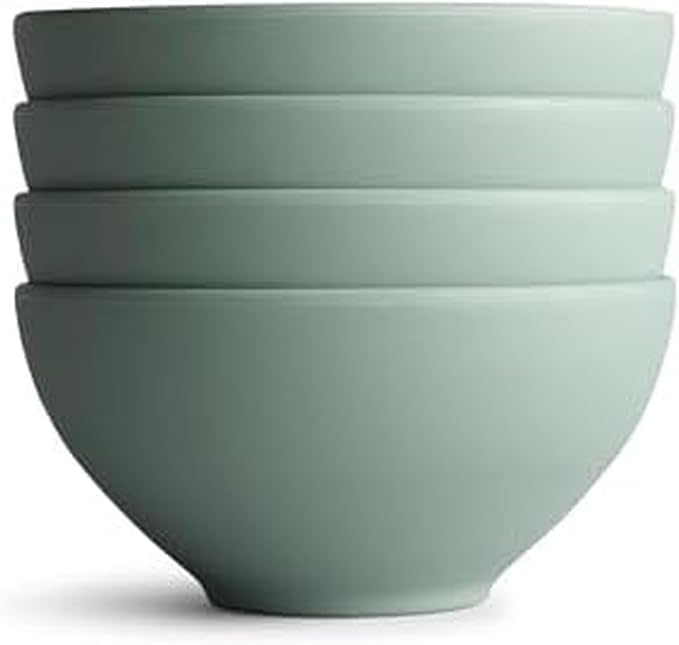 Year & Day Outdoor Set of 4 Unbreakable Lightweight Small Bowls, Plant Derived, Palm Green, 5.75 inch
