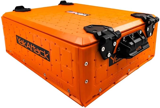 YakAttack ShortStak Solo Storage Box - Size & Color Options | Standalone Low-Profile Crate with Lid, Hinges & Latches | GridLoc Mounting Panels | Slider Feet for Under-Seat Use | Made in USA