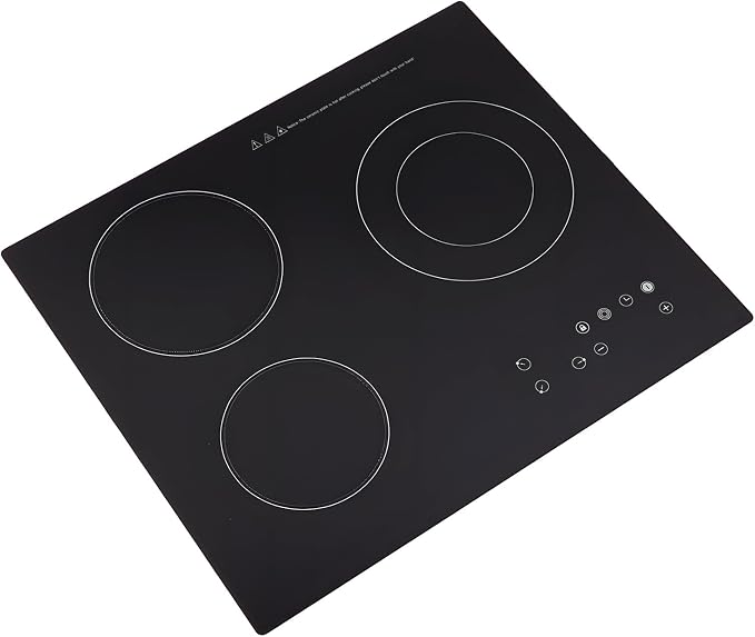 24 Inch Electric Stove, 3 Burners 2600W 110V Portable Ceramic Cooktop, Kitchen Counter Top Stove with Sensor Touch Control, 9 Heating Level, (No Plug)