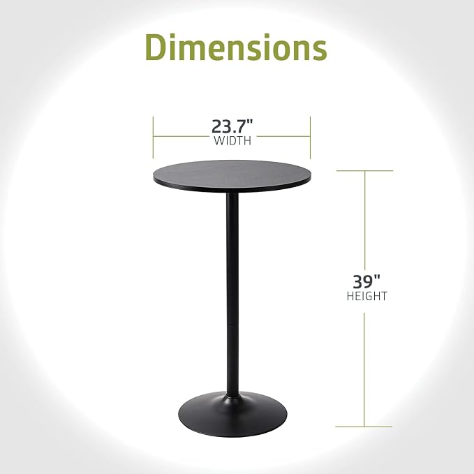 Pearington Bistro Pub Table Round Bar Height Cocktail Table for Home Bar, Round Bar Tables for Party, Dining Room, Living Room and Wedding, Metal Base MDF Top Obsidian, 40.6 Inch Height, 2pk