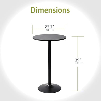 Pearington Bistro Pub Table Round Bar Height Cocktail Table for Home Bar, Round Bar Tables for Party, Dining Room, Living Room and Wedding, Metal Base MDF Top Obsidian, 40.6 Inch Height, 2pk