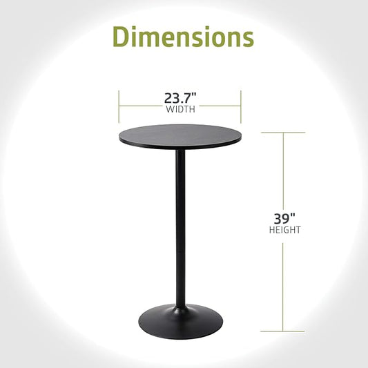 Pearington Bistro Pub Table Round Bar Height Cocktail Table for Home Bar, Round Bar Tables for Party, Dining Room, Living Room and Wedding, Metal Base MDF Top Obsidian, 40.6 Inch Height, 2pk