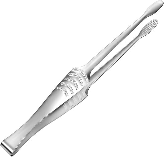 10.8" Metal Food Tong with Non-Slip Comfort Grip Korean and Japanese BBQ Tongs Stainless Steel Kitchen Tongs Serving Tong for Cooking for Serving Food Salad Camping Barbecue
