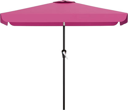 AreShark 6.5 x 10 FT Rectangular Valance Patio Umbrella, Outdoor Umbrella with Tilt and Crank, Market Table Umbrellas W/ 6 Ribs UV Protection for Garden, Deck, Backyard and Pool, Rose Pink