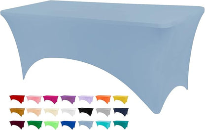 BDDC 8ft Stretch Spandex Fitted Table Cloth for 8 Foot Tables | GRS-Certified Eco-Friendly Fabric, Elastic Fit Rectangle Tablecloth, Washable, Wrinkle-Free, For Events & Parties