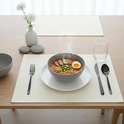 Urban Villa Placemats for Dining Table 100% Cotton Placemats 14''x20'' Over Sized Tablemats Set of 6 Placemats Hemstitch Ivory Tablemats for Family Dinners Wedding Parties Placemats