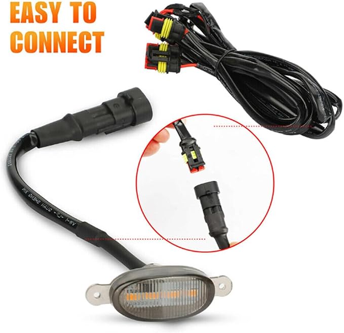1Set(6Pieces) Universal Amber LED Lights Front Grille Compatible with Ford Toyota Truck Raptor Style Car Accessories with Harness