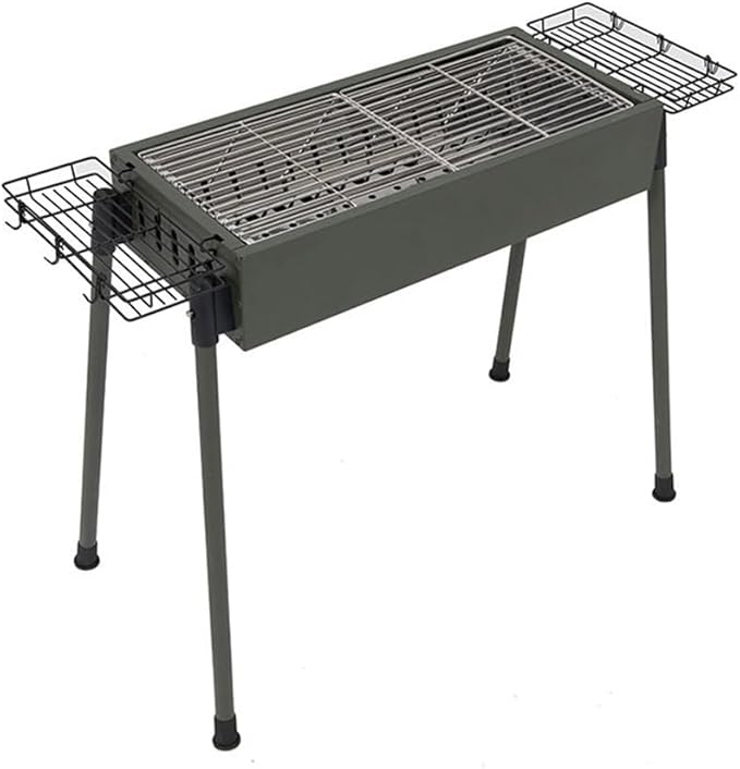Portable Charcoal Grill for Camping BBQ, Outdoor Barbecue Grill with Detachable Skewers & Storage Basket, Smokeless Design, Easy to Carry Charcoal Grills BBQ,77 * 30 * 70Cm-D