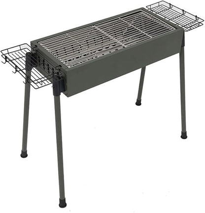 Portable Charcoal Grill for Camping BBQ, Outdoor Barbecue Grill with Detachable Skewers & Storage Basket, Smokeless Design, Easy to Carry Charcoal Grills BBQ,77 * 30 * 70Cm-D