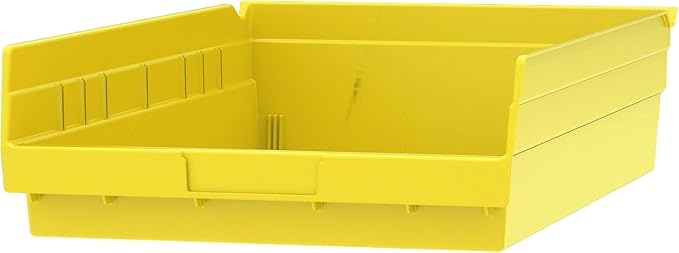 Akro-Mils 30178 Heavy Duty Plastic Shelf Bins, 18"x 11"x 4", Yellow, 12-Pk | Heavy Duty Nesting Storage Bins for Garage, Closet, Refrigerator, Kitchen, Cabinet, Drawer Organization, Pantry Organization