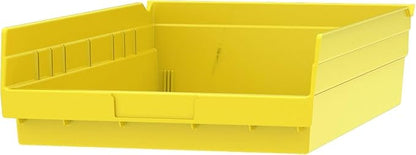 Akro-Mils 30178 Heavy Duty Plastic Shelf Bins, 18"x 11"x 4", Yellow, 12-Pk | Heavy Duty Nesting Storage Bins for Garage, Closet, Refrigerator, Kitchen, Cabinet, Drawer Organization, Pantry Organization