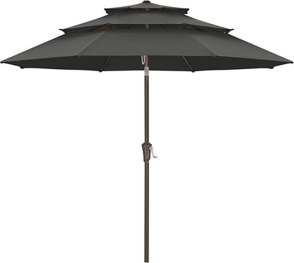ABCCANOPY 9Ft 3 Tiers Market Umbrella, Outdoor Table Umbrella for Patio, Deck, Backyard (Dark Gray)