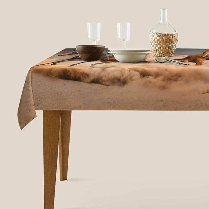 TKS MITLAN Horse Decorative Rectangle Tablecloth Horse Herd Run in Desert Sand Storm Polyester Table Cloths Kitchen Table Cover for Dining BBQ Picnic Coffee Table 60 x 84 Inch 6-8 Seats