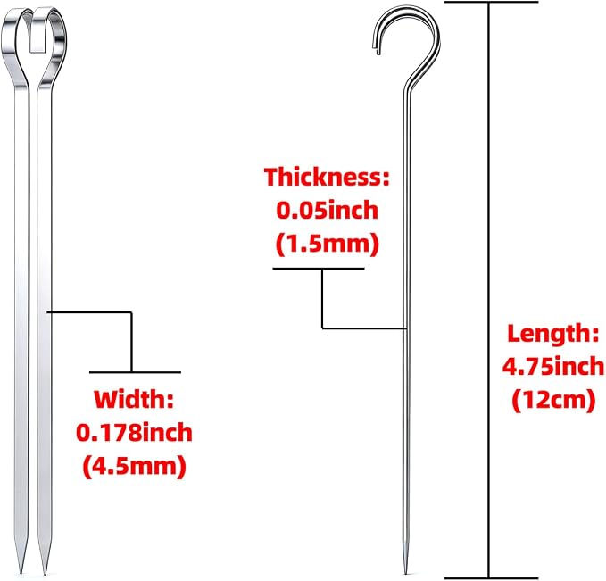 40PCS Kabob Skewers Flat Metal BBQ Barbecue Skewer 7" short Stainless Steel Shish Kebob Sticks Wide Reusable Grilling Skewers Set for Meat Shrimp Vegetable, Set of 40 with box (4.75inch 40PCS)
