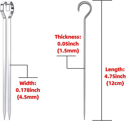 40PCS Kabob Skewers Flat Metal BBQ Barbecue Skewer 7" short Stainless Steel Shish Kebob Sticks Wide Reusable Grilling Skewers Set for Meat Shrimp Vegetable, Set of 40 with box (4.75inch 40PCS)