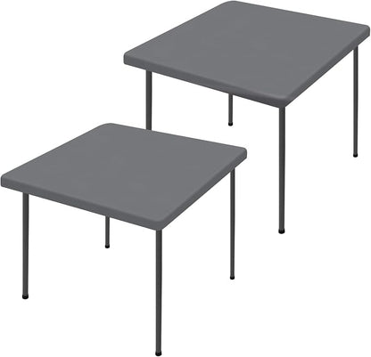 Moosfor 2 Pack Square Spandex Fitted Table Cloth, Elastic Tablecloth | Washable Picnic Table Cover, Stretch Waterproof Table cloths for Party, Patio, Dining, Kitchen, 34" x 34", Grey