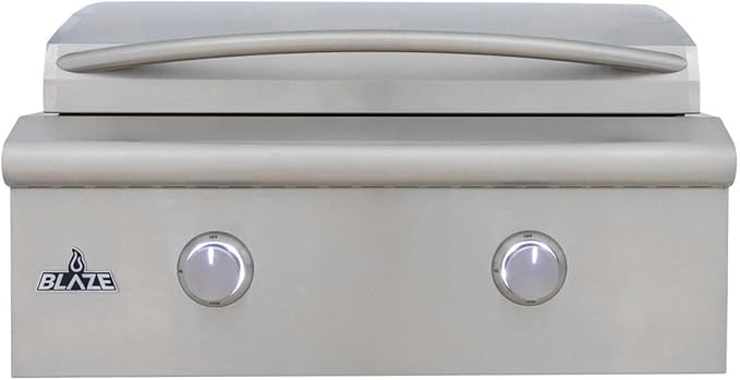 Blaze LTE+ 30-Inch Built-in Natural Gas Griddle – 304 Stainless Steel Outdoor Kitchen Flat Top, 2-Burner 30,000 BTU (15k per burner) with Lift-Assist Hood, LED Control Knobs & Front Grease Tray