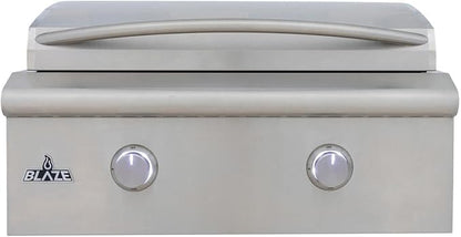 Blaze LTE+ 30-Inch Built-in Natural Gas Griddle – 304 Stainless Steel Outdoor Kitchen Flat Top, 2-Burner 30,000 BTU (15k per burner) with Lift-Assist Hood, LED Control Knobs & Front Grease Tray