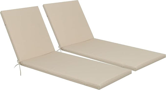 Only choice 2 PCS Set Outdoor Chaise Lounge Cushion, 75 x 24 in Lounge Chair Cushion Water Resistant Fabric for Lawn, Pool, Replacement Seat Cushion for Patio (Khaki)