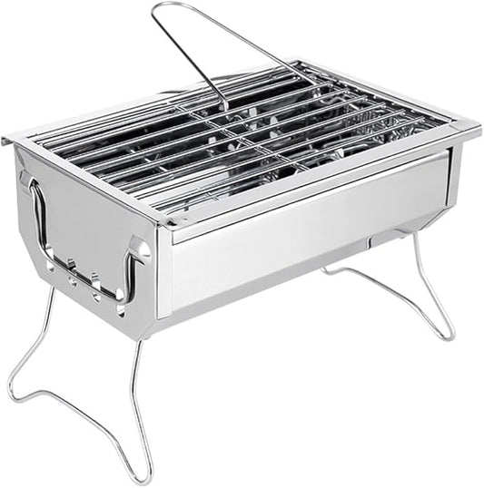 HBJWOV Outdoor Folding Portable Barbecue Stove Home Mini Stainless Steel Charcoal Grill(white-Fruit peach5)