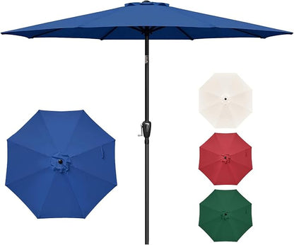 YSSOA 9' Patio Umbrella Outdoor Table Market Yard Umbrella with 8 Sturdy Ribs, Blue