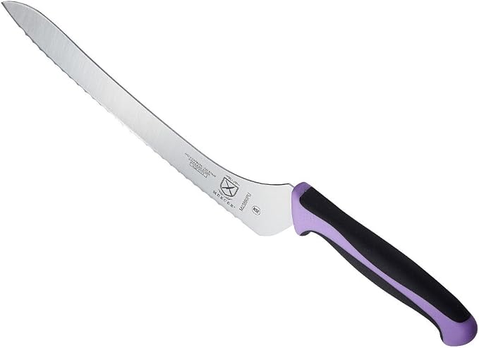 Mercer Culinary Millennia Colors Bread Knife, 9-Inch Offset Wavy Edge, Purple